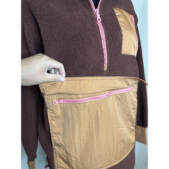 AERIE Oversized Sherpa Colorblock Pockets 1/2 Zip Pullover Sweater XS NWT - Picture 5 of 9